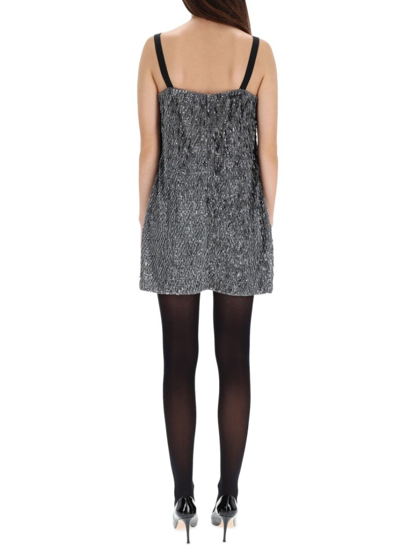 Dolce & Gabbana Eye-Catching Silver Sequined Mini Dress With A-Line Silhouette