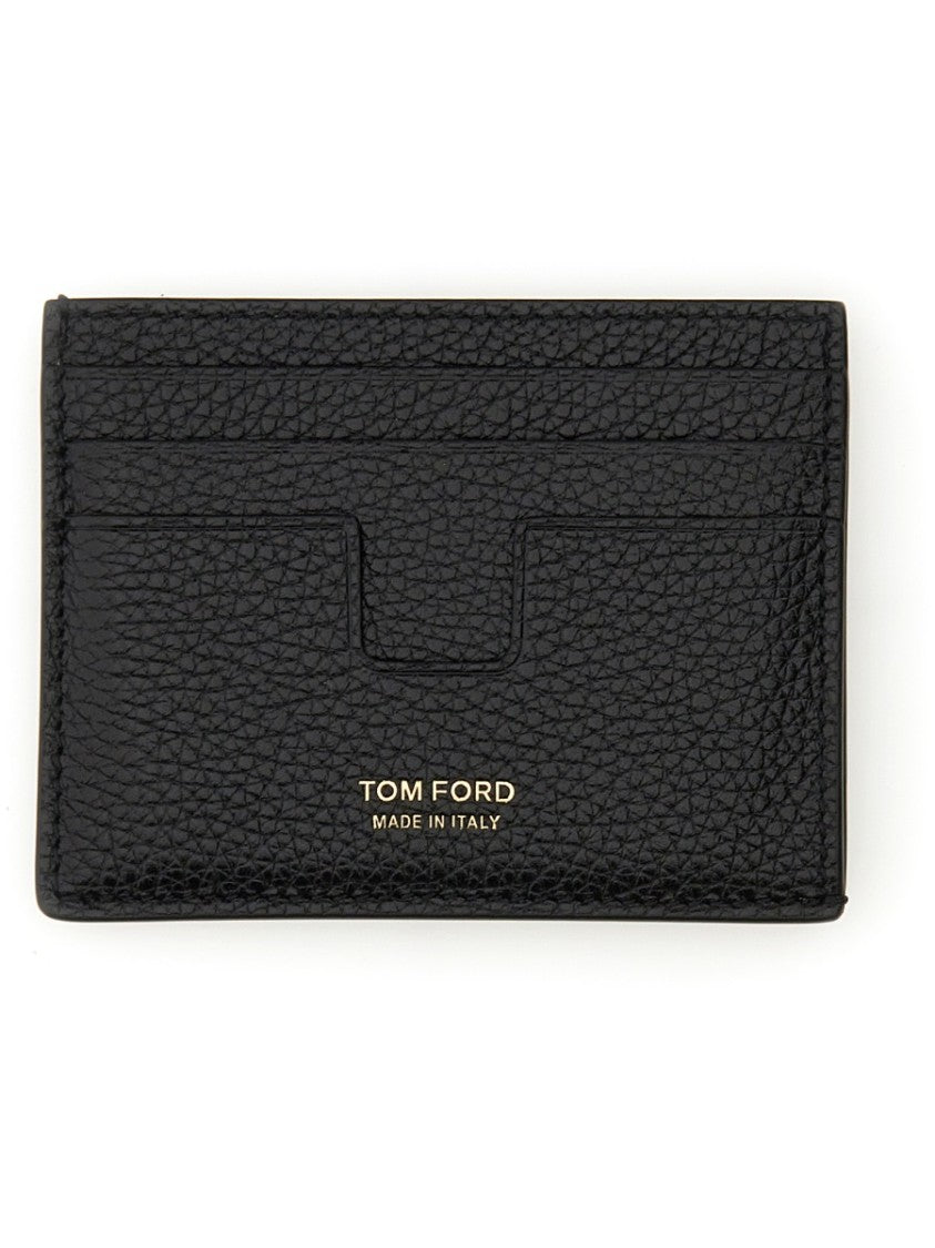Tom Ford Textured Black Calf Leather Card Holder