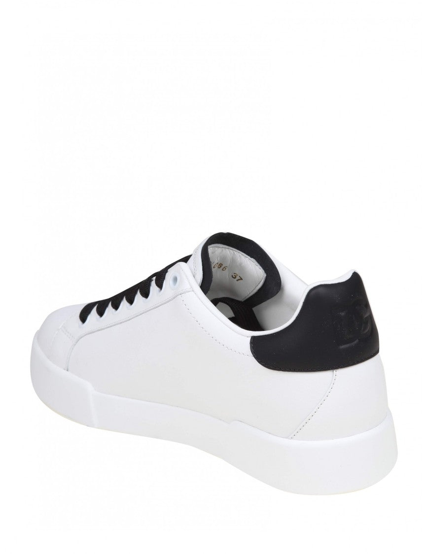 Dolce & Gabbana Portofino Light Sneakers In Black And White Leather