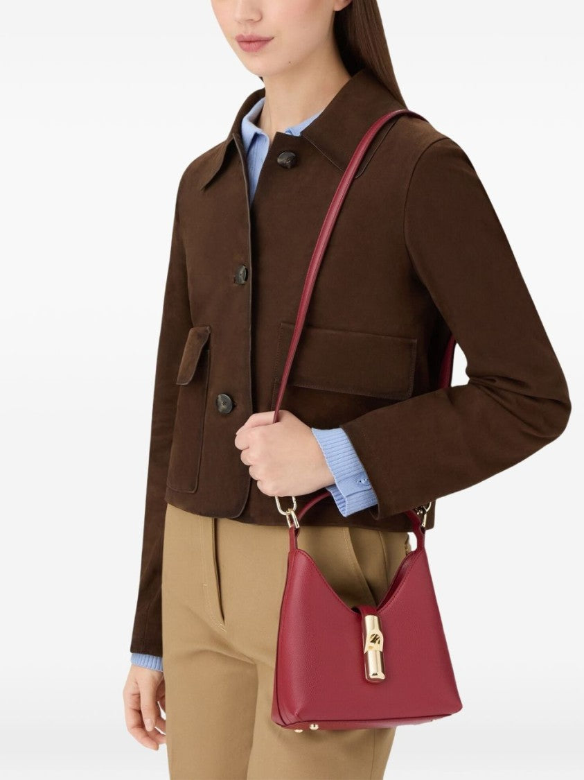 Furla Structured Leather Handbag In Deep Red