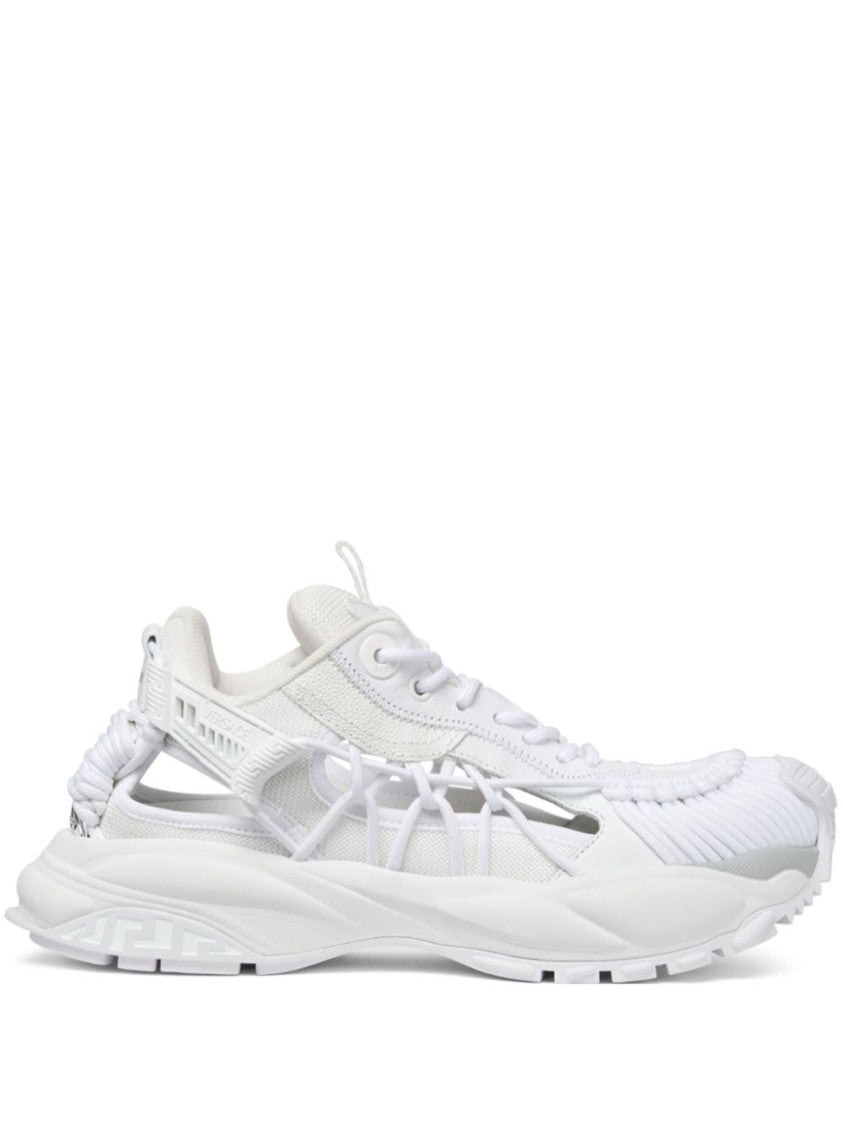 Versace Panelled White Sneakers With Cut-Out Detailing