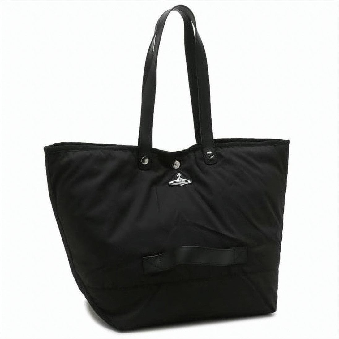 Vivienne Westwood Spacious Black Recycled Polyester Tote Bag With Minimalist Design