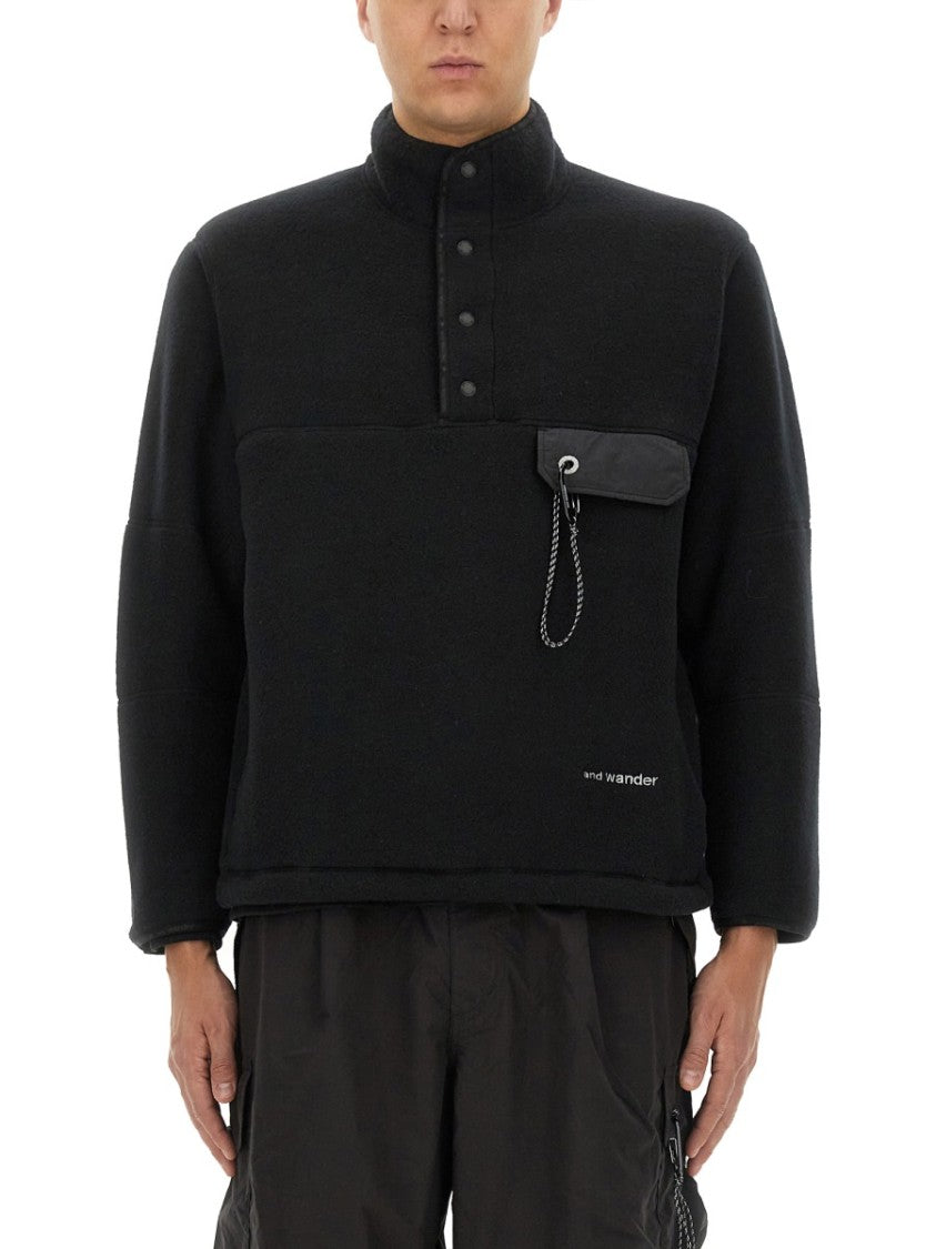 And Wander High-Collared Fleece Pullover With Textured Finish