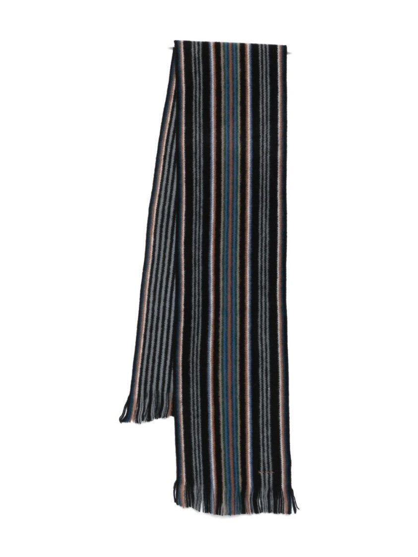 Paul Smith Textured Merino Wool Scarf With Vertical Stripes
