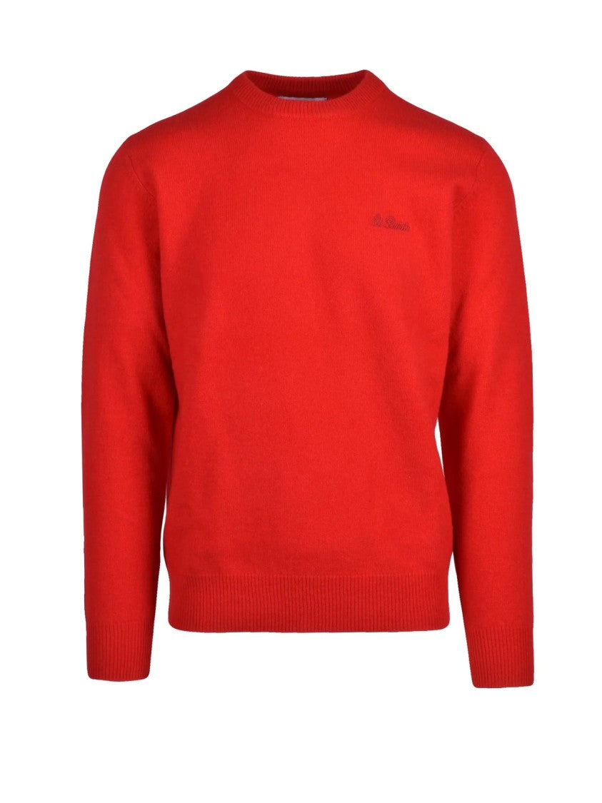 Mc2 Saint Barth Crew Neck Wool Sweater With Ribbed Cuffs And Classic Fit
