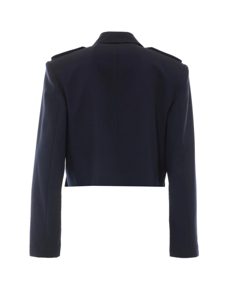 Pinko Cropped Tailored Blazer With Structured Lapels And Flap Pockets
