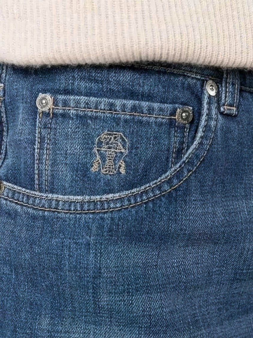 Brunello Cucinelli Medium Wash Straight-Leg Denim Pants
