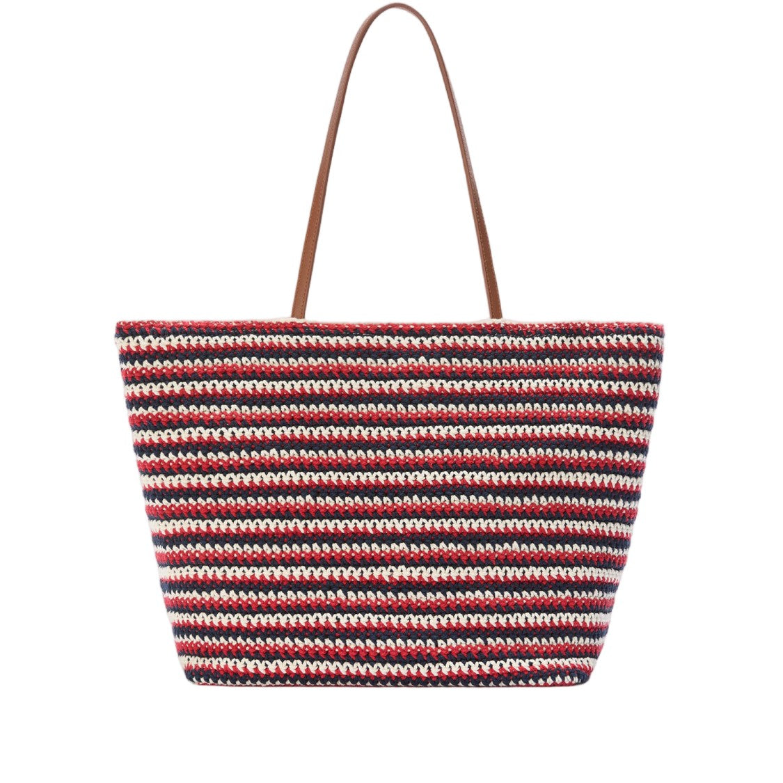 Mc2 Saint Barth Striped Crochet Tote Bag With Embroidered Logo