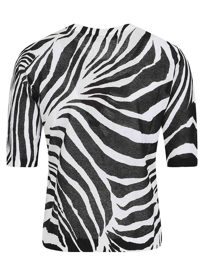 Max Mara Fitted Zebra Print Top With Short Sleeves