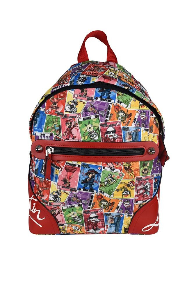 Christian Louboutin Graphic Nylon Canvas Backpack With Red Accents