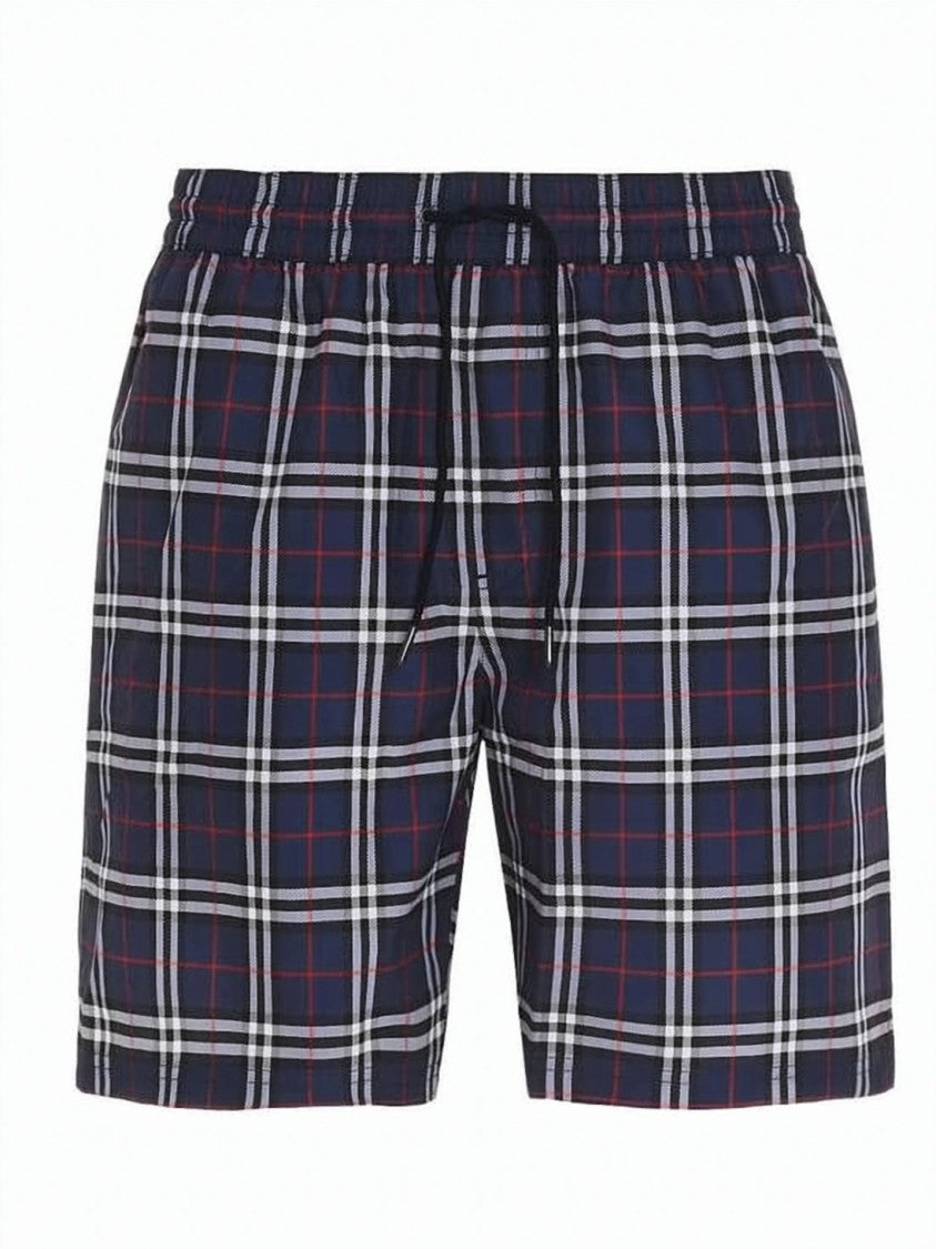 Burberry Checkered Swim Shorts With Adjustable Waistband And Side Pockets