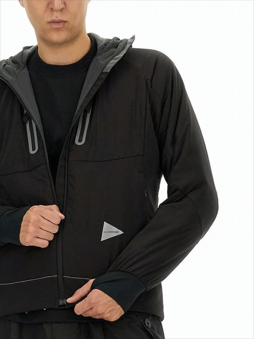 And Wander Minimalist Black Nylon Jacket With Reflective Piping
