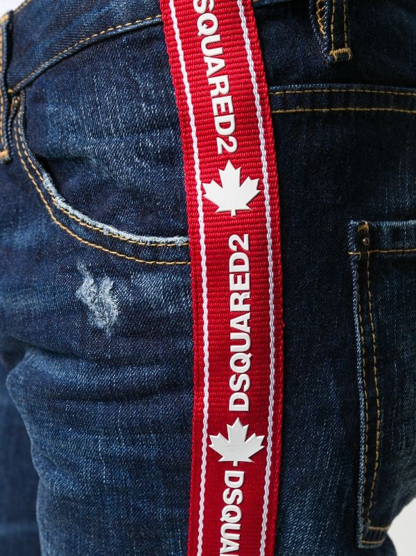 Dsquared2 Logo Tape Cropped Denim Jeans