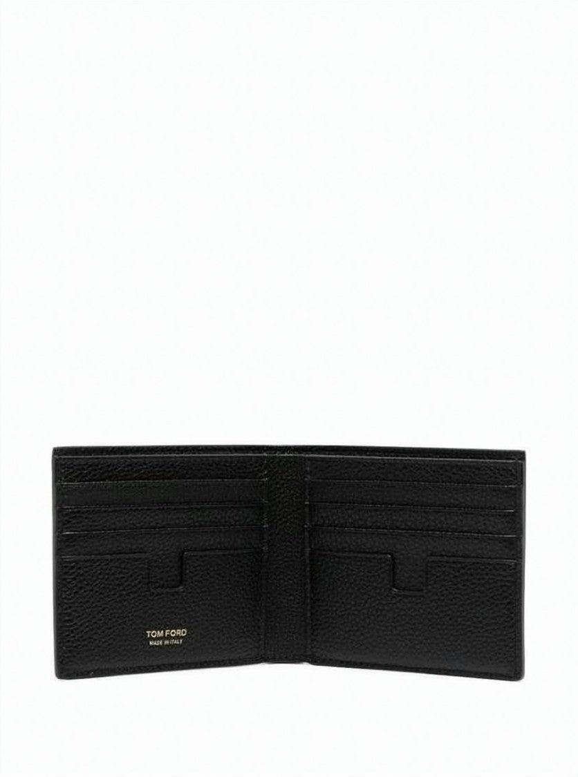 Tom Ford Textured Leather Bifold Wallet With Gold-Tone Branding