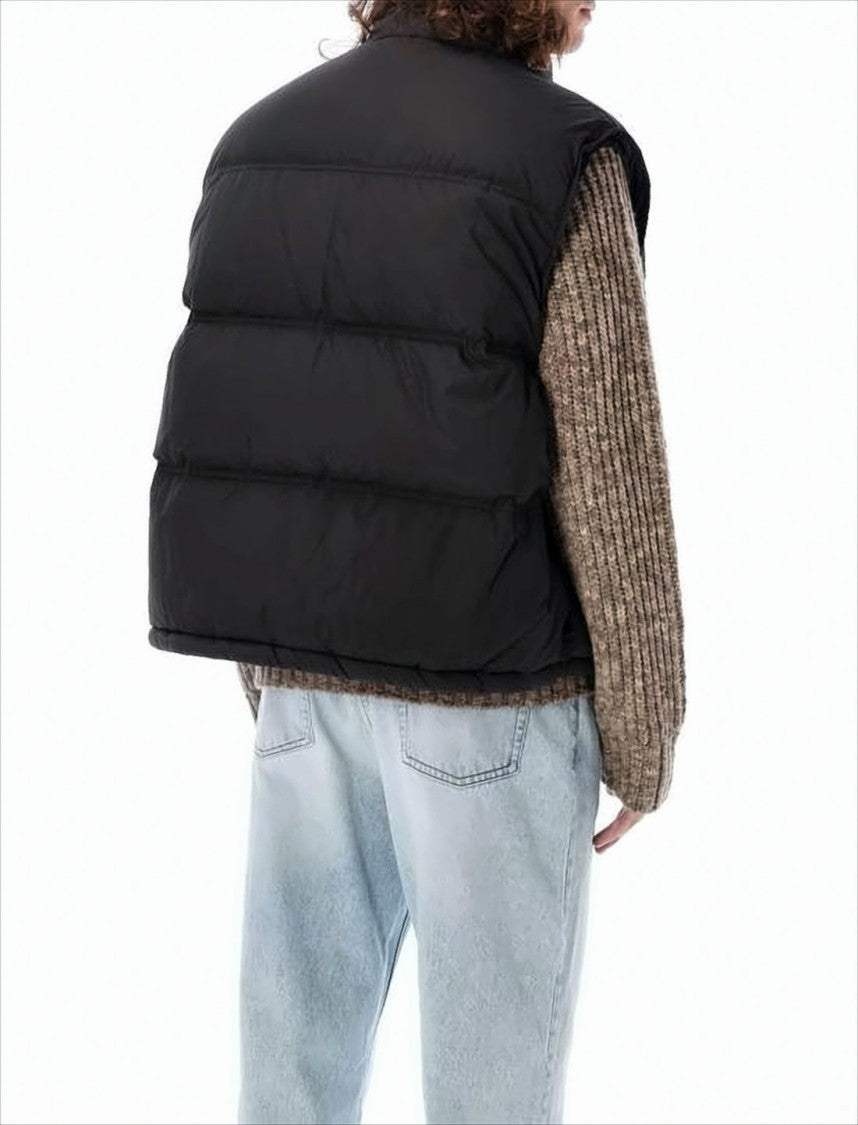 Ami Paris Black Padded Vest With High Collar And Quilted Finish