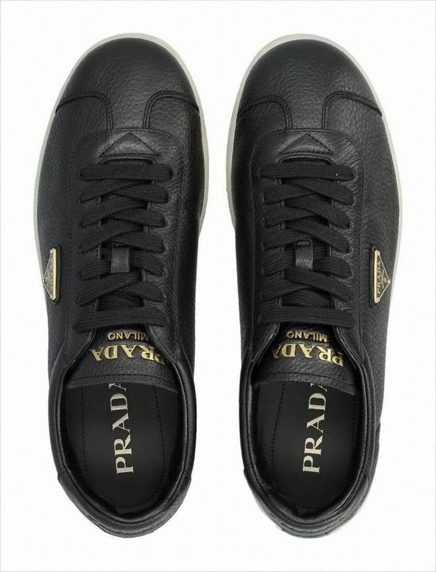 Prada Textured Leather Low-Top Sneakers