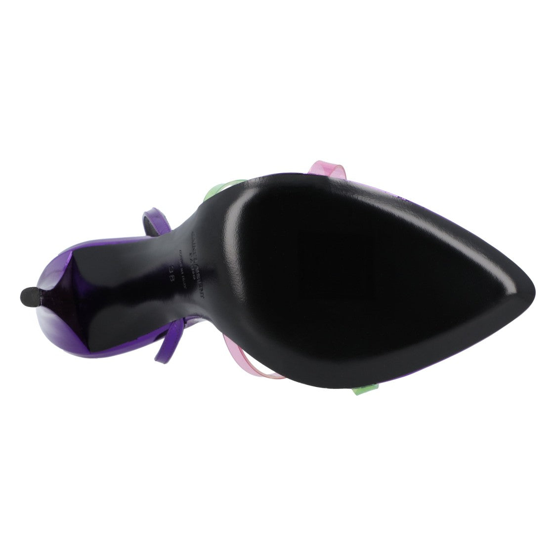 Saint Laurent Gippy Patent Leather And Plexi Sandals Purple