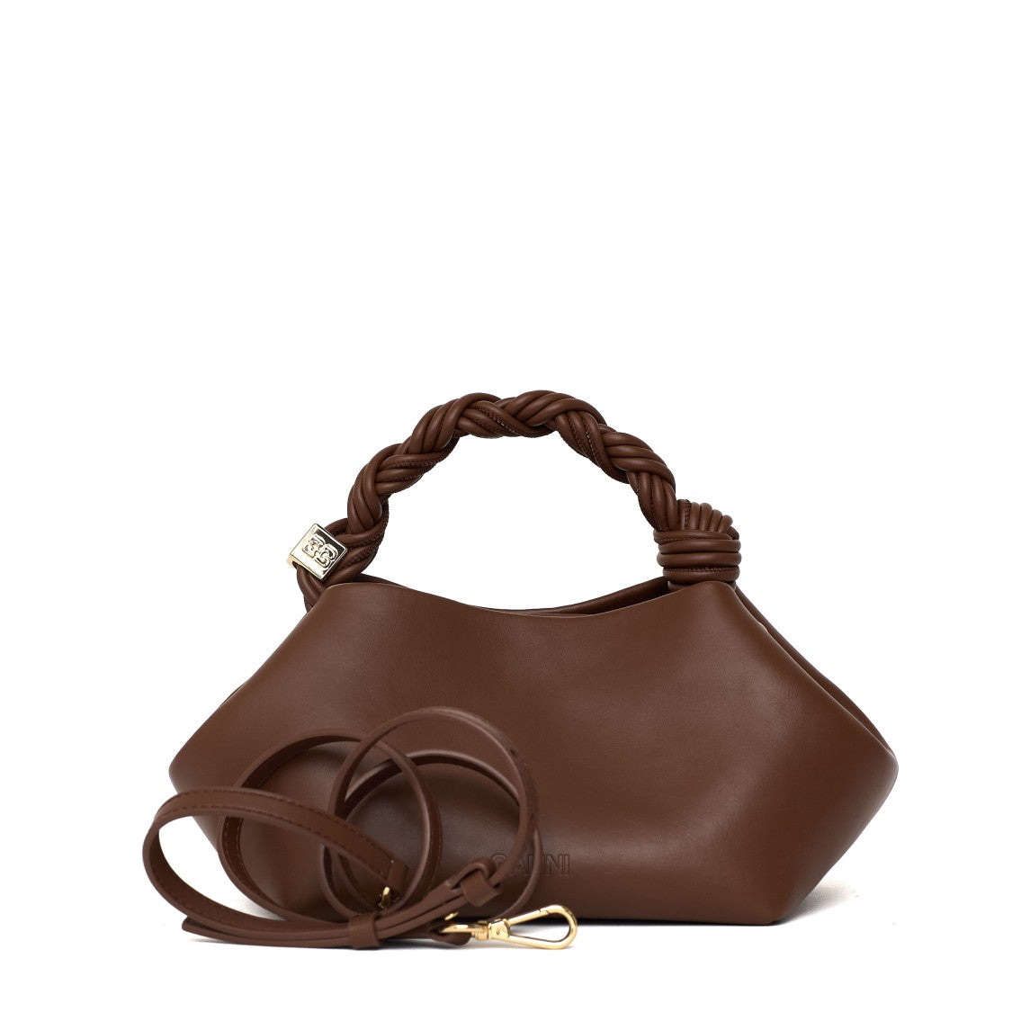 Ganni Small Braided Top Handle Leather Shoulder Bag