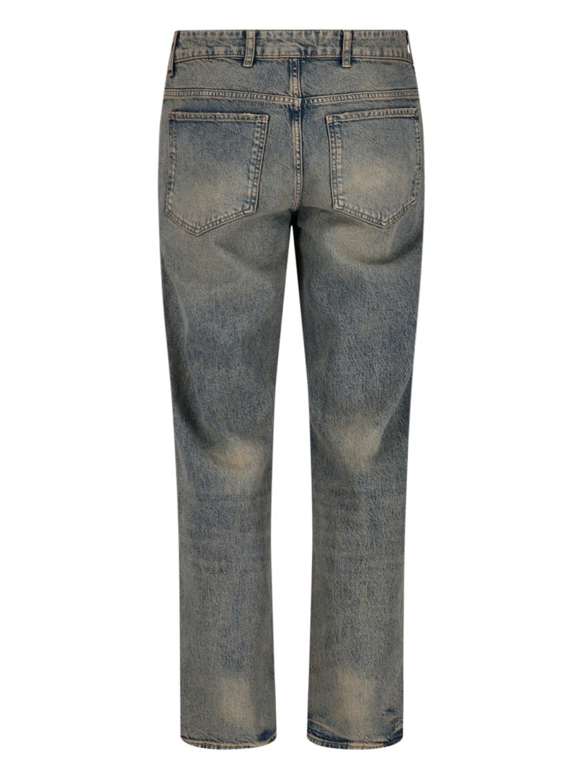 Represent Straight-Leg Blue Denim Jeans With Worn Effect
