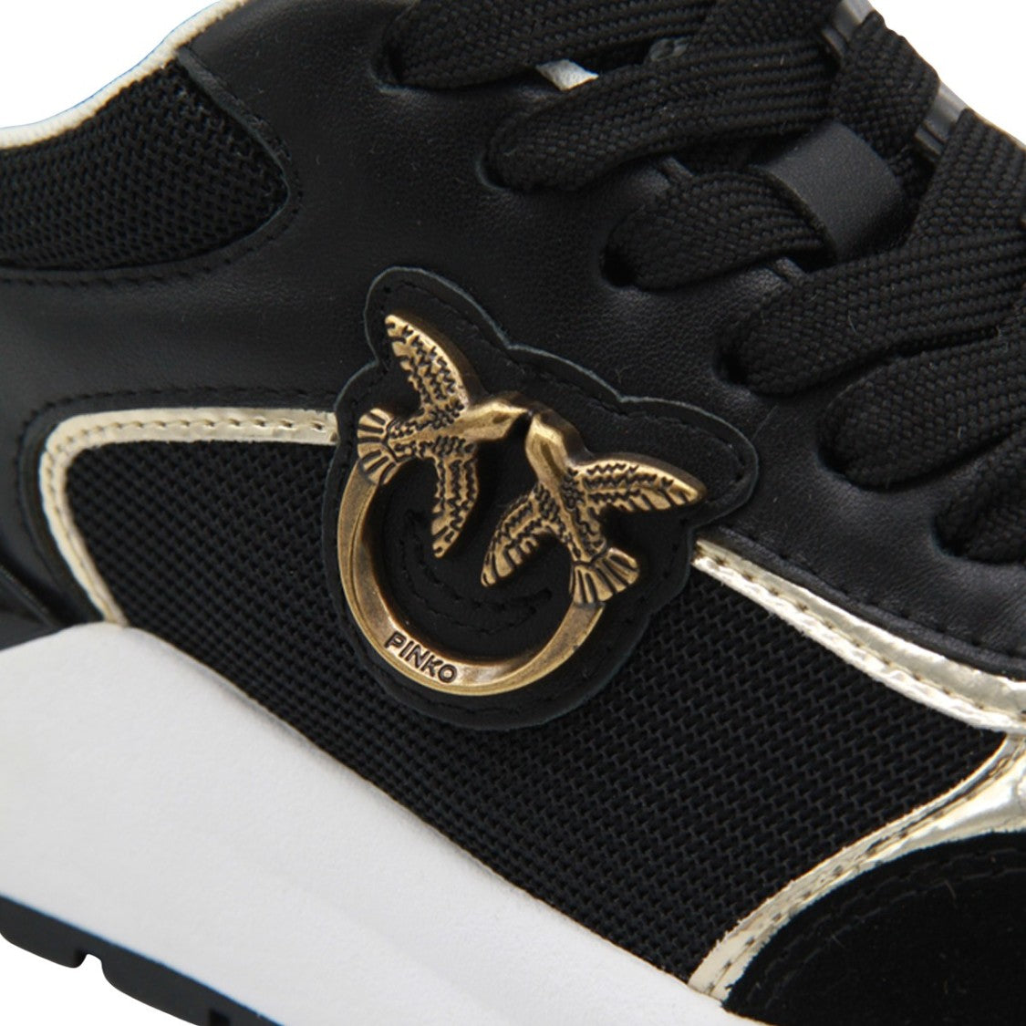 Pinko Sporty Black Sneakers With Gold Accents