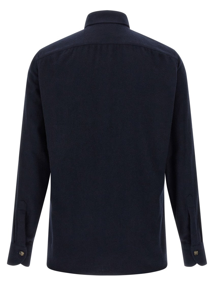 Borriello Structured Cotton Flannel Shirt With Buttoned Pockets