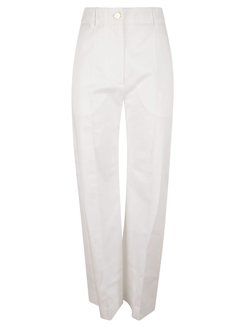 Patou Tailored High-Waist Wide-Leg Trousers With Button Detail