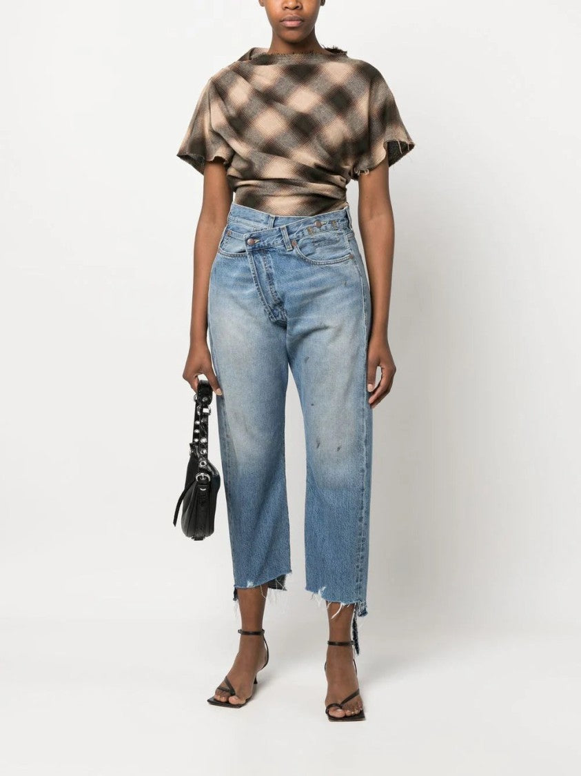 R13 Off-Centre Distressed Denim Trousers