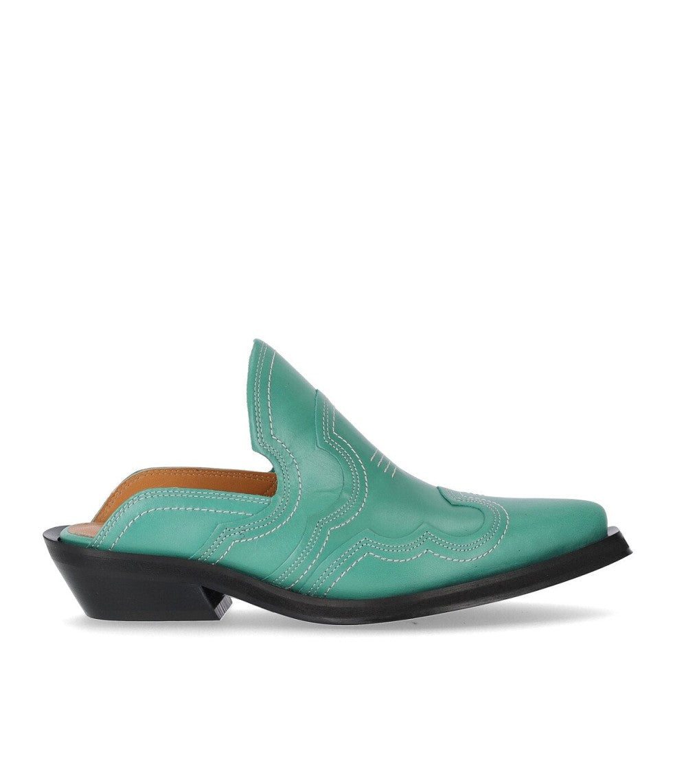 Ganni Western Green Mule