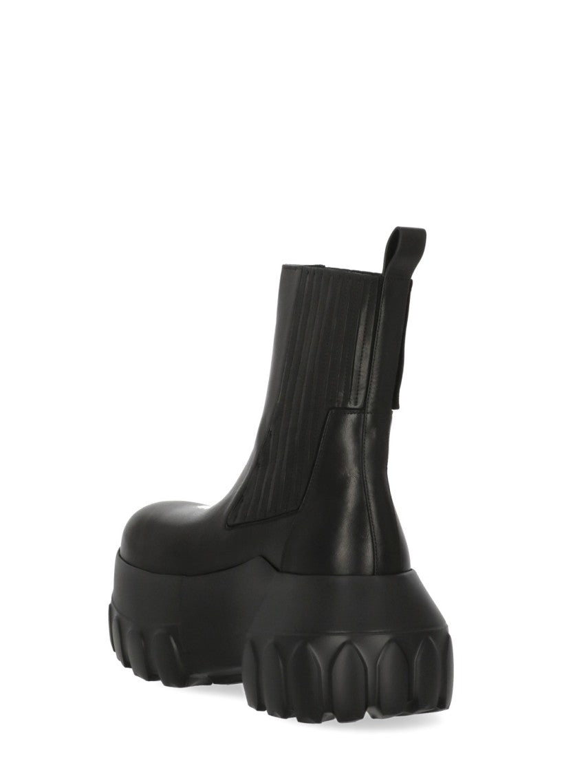 Rick Owens Black Chunky Sole Elastic Chelsea Boots