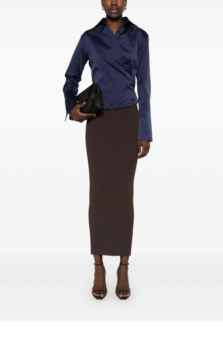 Max Mara Ribbed Maxi Skirt With Form-Fitting Silhouette