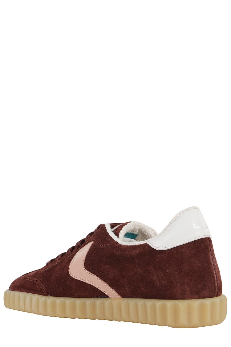 Voile Blanche Suede Low-Top Sneakers With Beige Accent