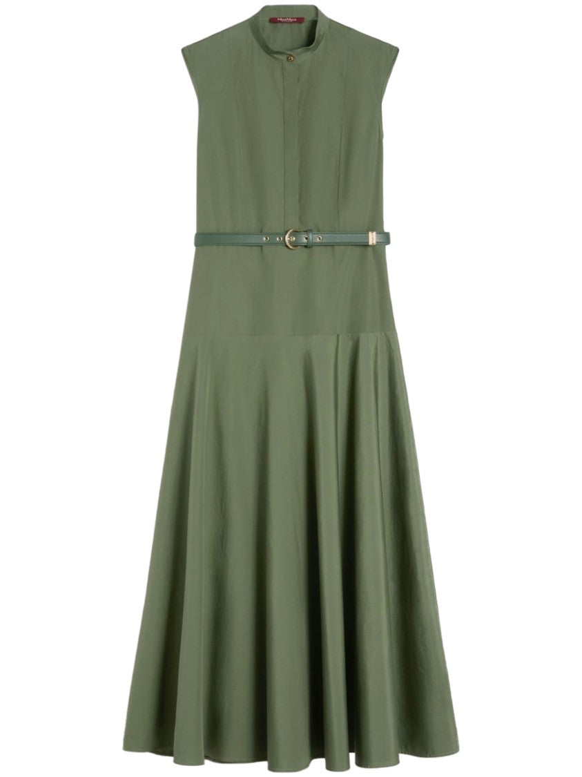 Max Mara Midi Dress With High Neckline And Fitted Bodice