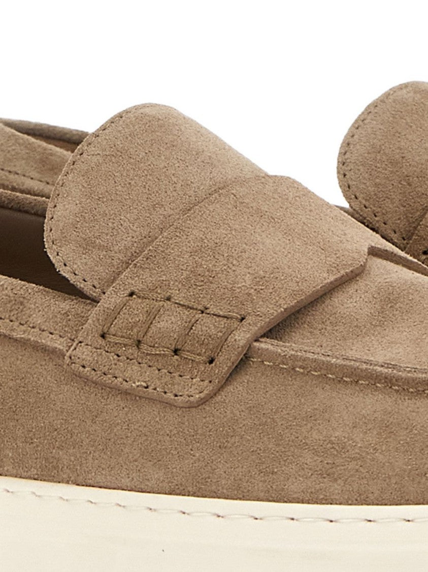 Hogan Penny Strap Suede Loafers With Contrast Rubber Sole