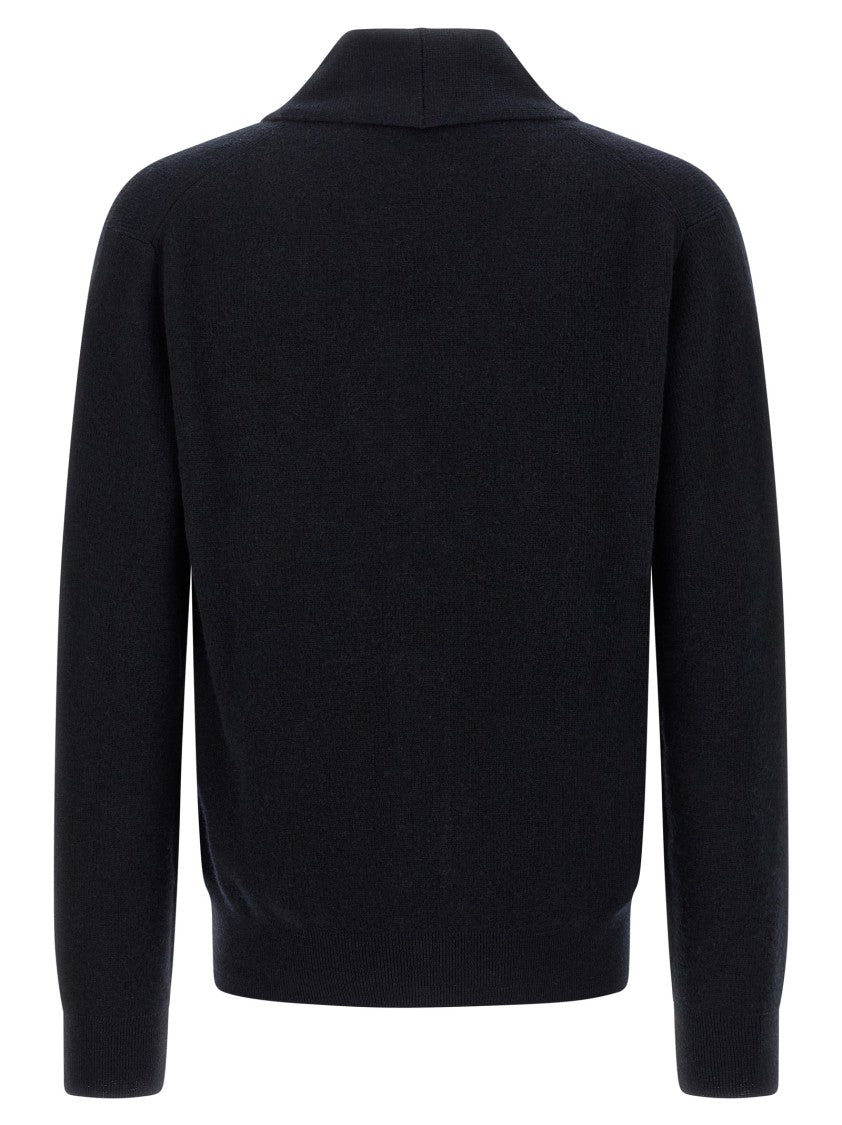 Brioni Shawl Collar Cashmere And Wool Blend Cardigan