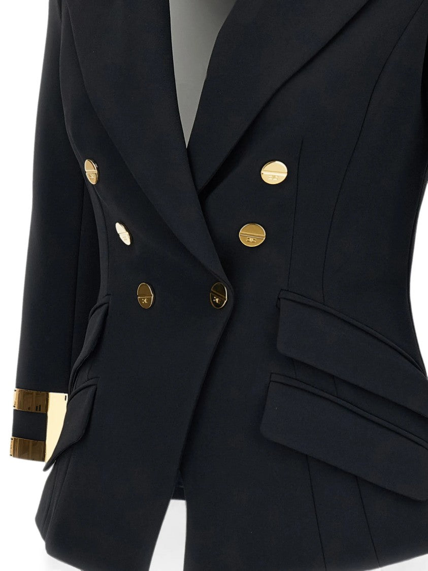 Elisabetta Franchi Tailored Black Blazer With Double-Breasted Front
