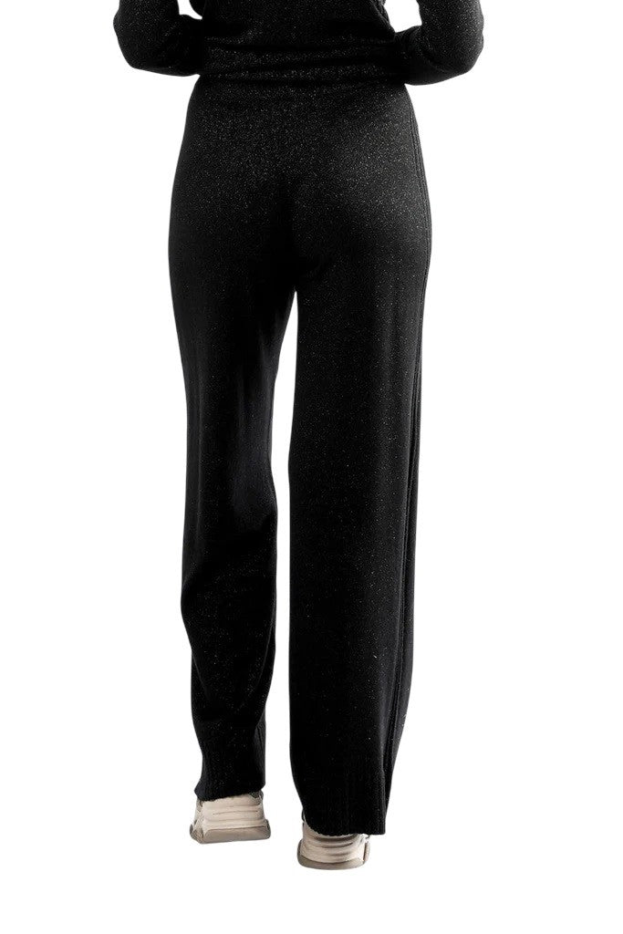 Armani Exchange Wide-Leg Trousers In Soft Melange Knit Fabric