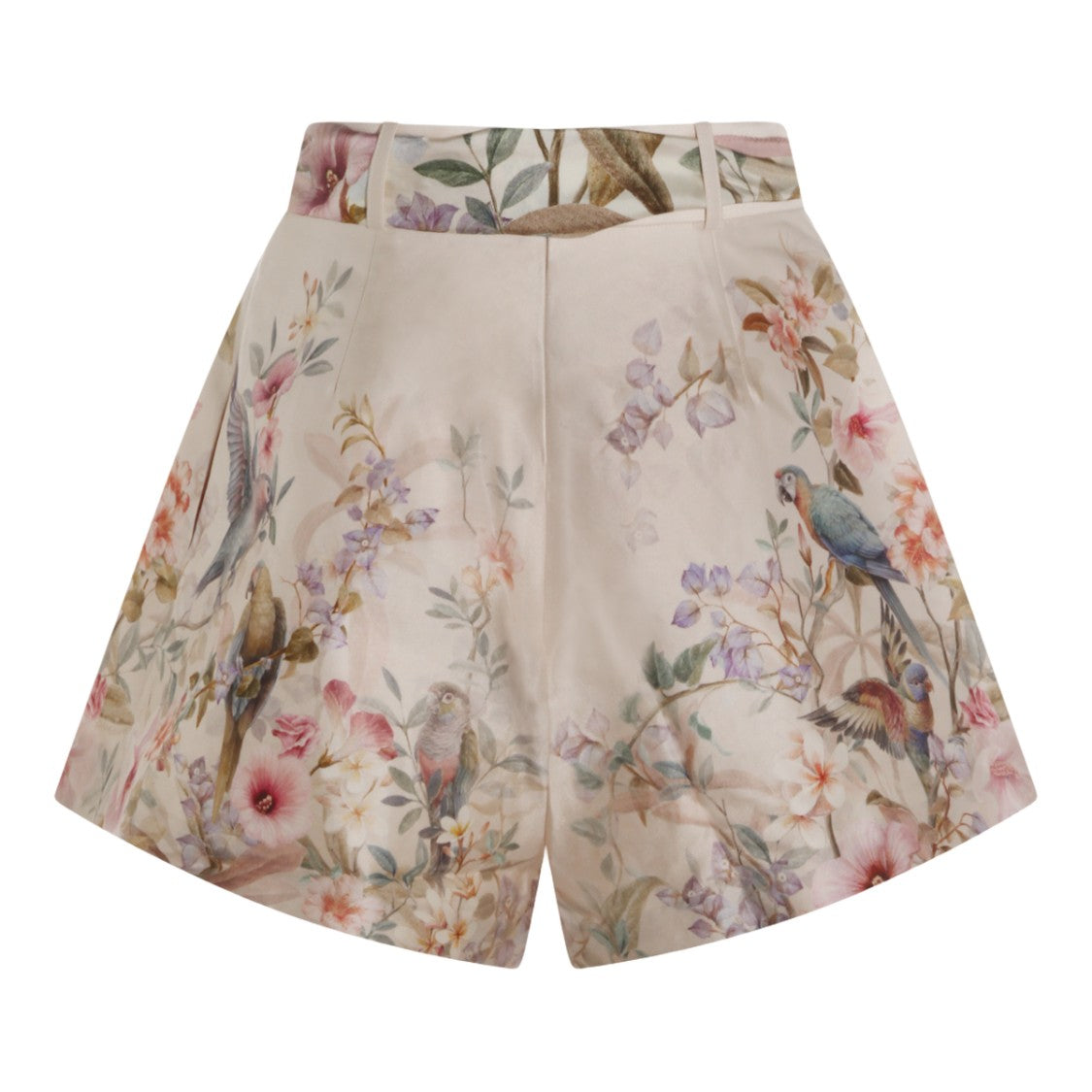 Zimmermann High-Waisted Floral Print Shorts With Bow Belt