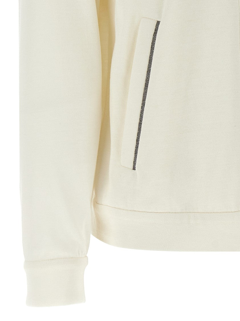 Brunello Cucinelli Monile Detail Zip Hoodie With Cuffed Sleeves