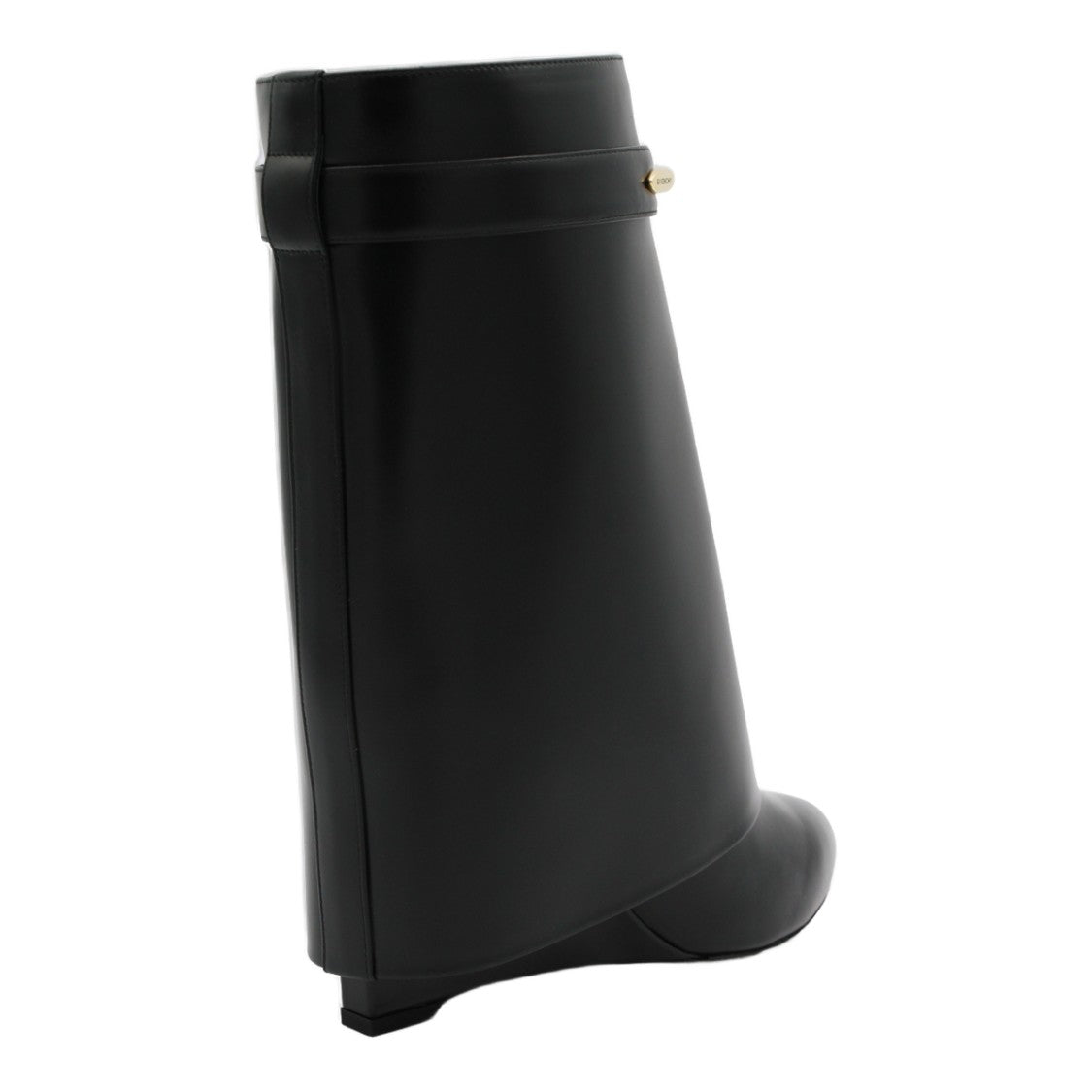 Givenchy Flared Black Leather Boots With Wedge Heel