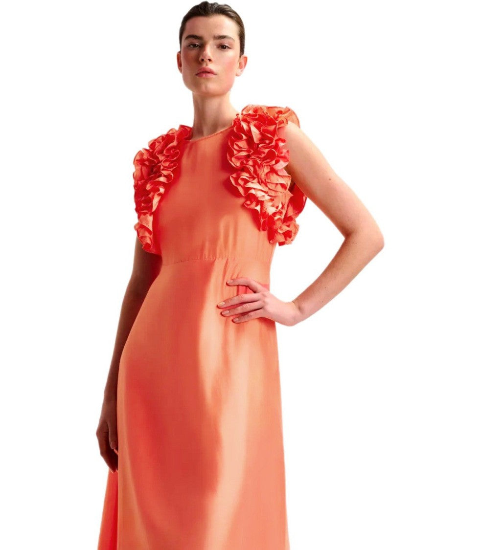 Essentiel Antwerp Hexico Coral Midi Dress