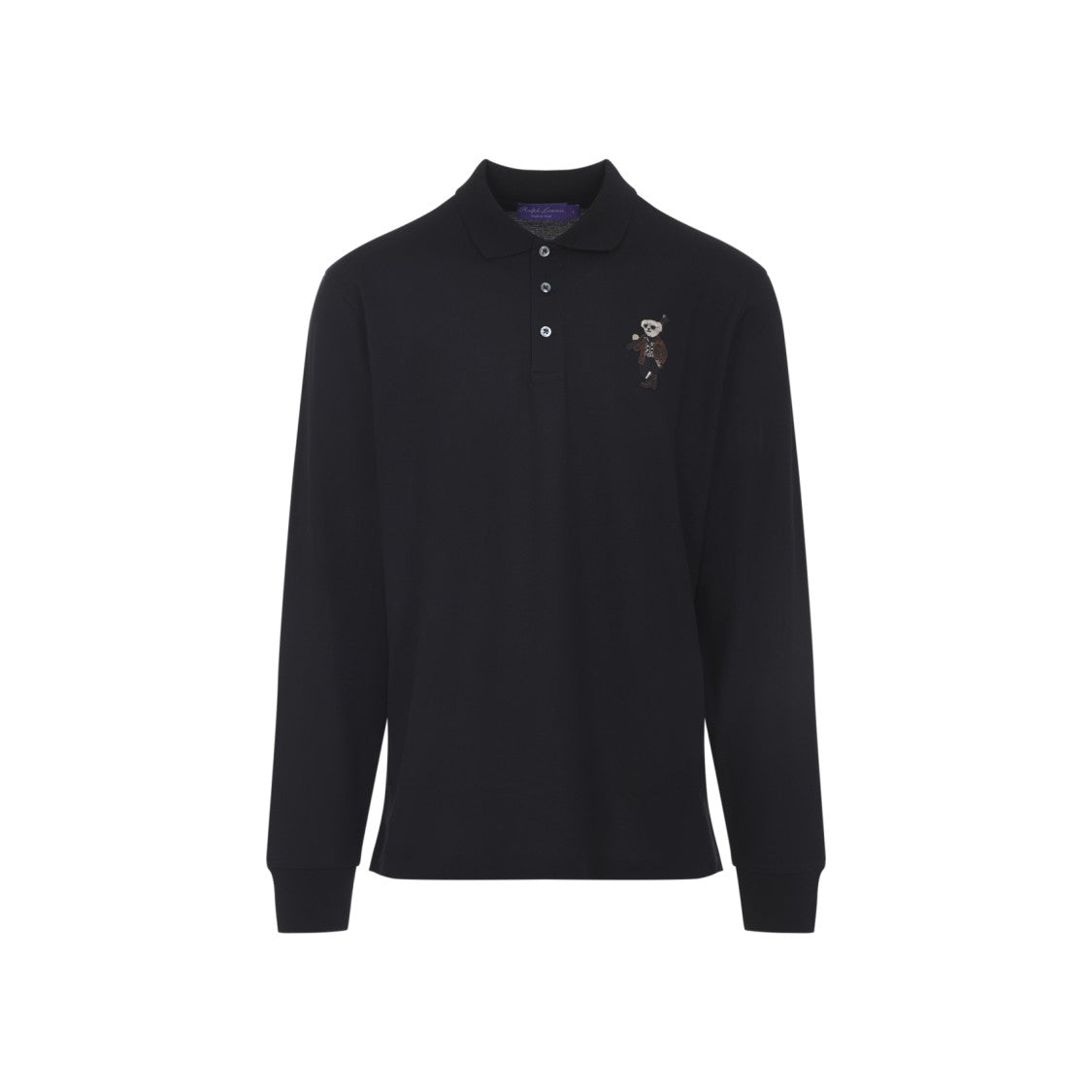 Ralph Lauren X Purple Label Long-Sleeve Polo Shirt With Embroidered Bear Motif