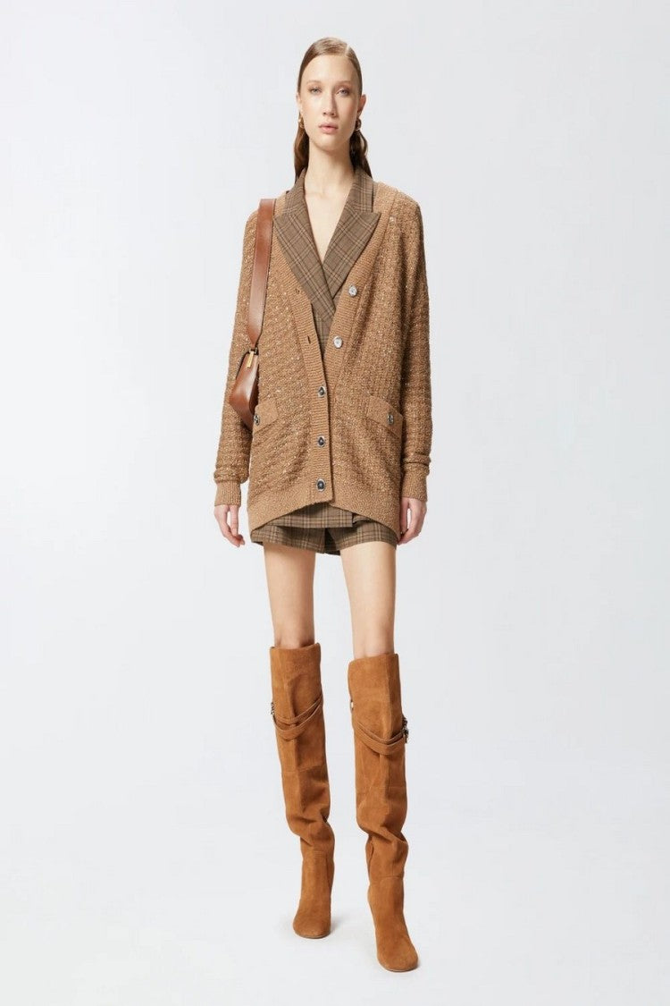 Pinko Textured Knit Deep V-Neckline Sweater