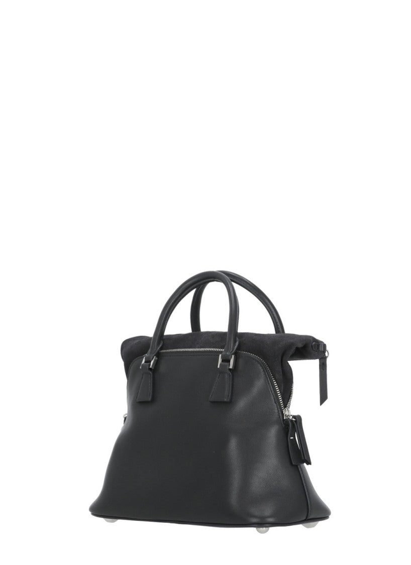 Maison Margiela Black Exposed Stitching Leather Top-Handle Bag