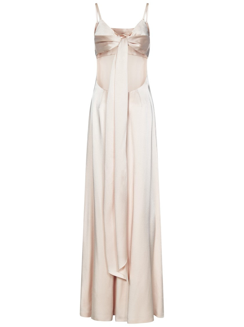 Max Mara Open Back Satin Dress With Bow Detail
