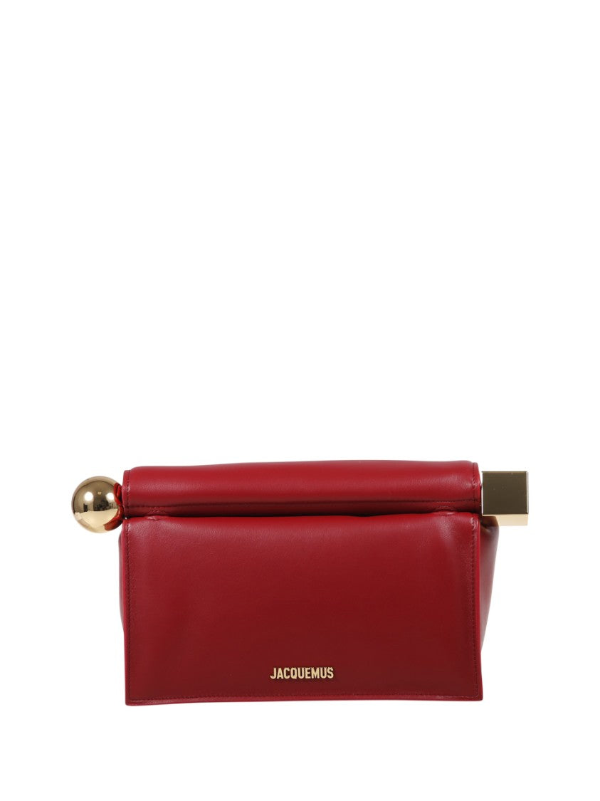 Jacquemus Rectangular Clutch In Deep Red Lamb Leather