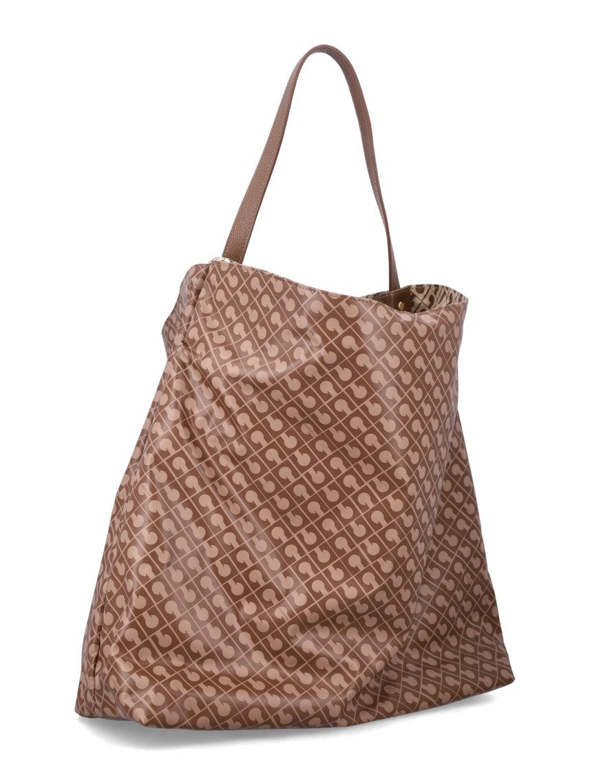 Gherardini Brown Geometric Pattern Large Tote Bag