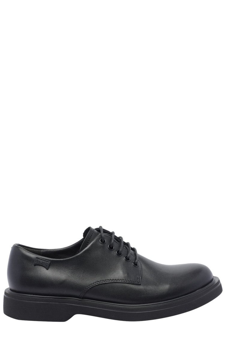 Camper Refined Black Leather Loafers With Elevated Eva Sole