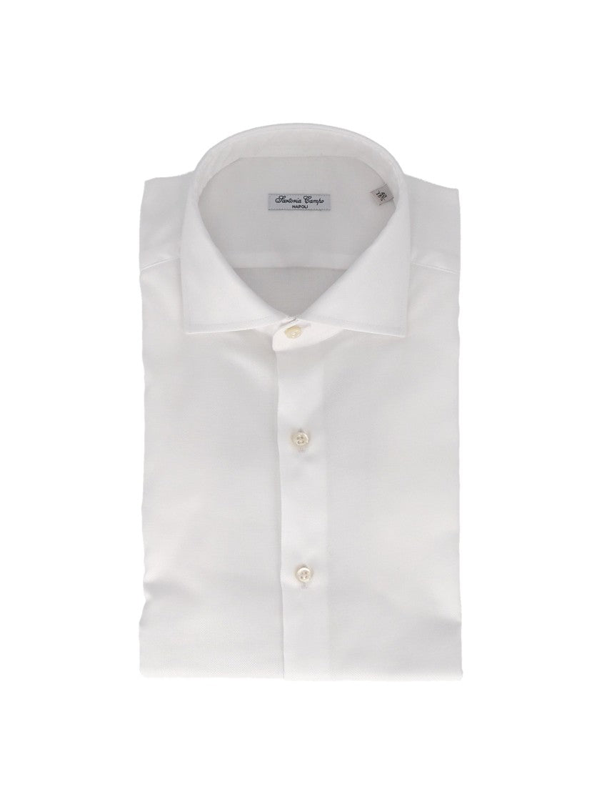 Sartoria Del Campo-Sonrisa White Tailored Fit Crisp Collar Dress Shirt