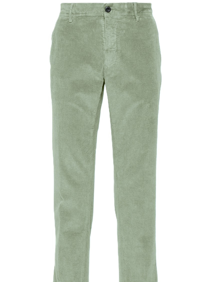 Incotex Straight-Leg Sage Green Pants With Textured Fabric