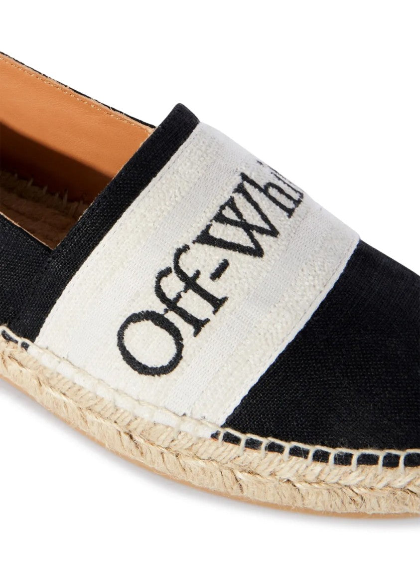 Off-White Bookish Logo Linen Espadrilles